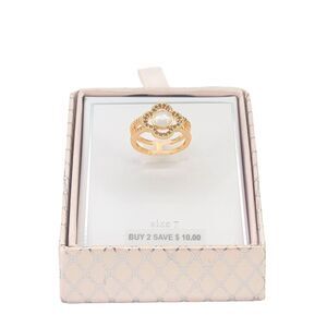 Dillards Quatrefoil Gold Tone White Catseye Ring Womens Size 7